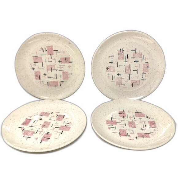 Metlox Tickled Pink 6" Bread Plates Vernon Ware 50s Dinnerware MCM Set of 4 - Picture 1 of 16
